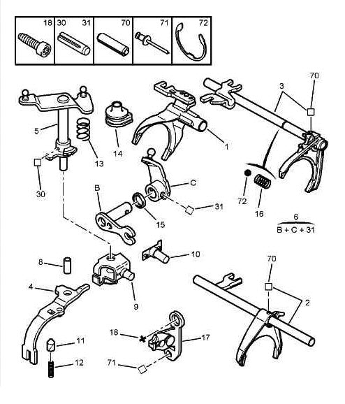 Références des pièces pour la boîte de vitesses broches et fourches commande de changement de vitesse 10188