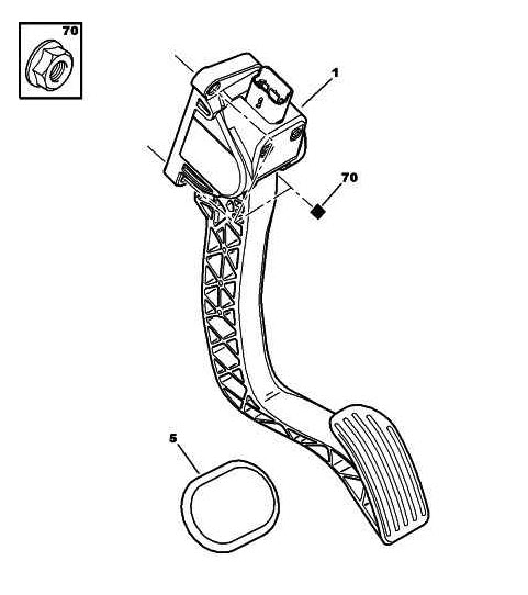 Références des pièces pour pédale accélérateur conduite à droite Depuis OPR 11647