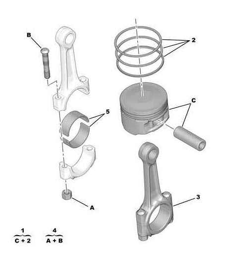 Références des pièces pour chemise de tige, segments de piston