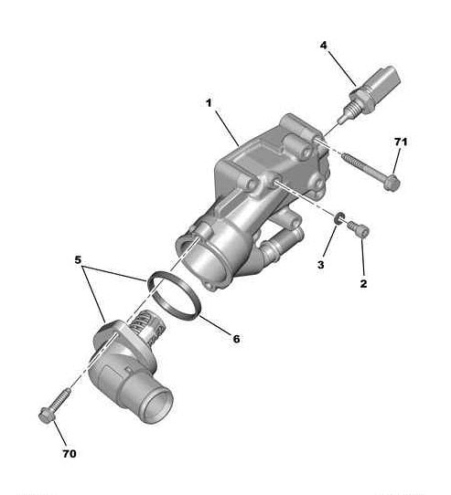 Références des pièces pour la sonde de communication du réservoir de sortie