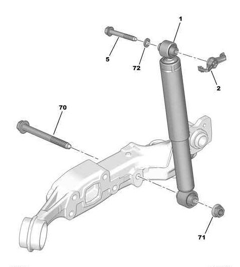 Références des pièces pour l’amortisseur arrière