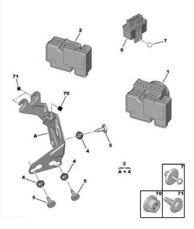 Références des pièces pour le bloc hydraulique de frein OPR 10800