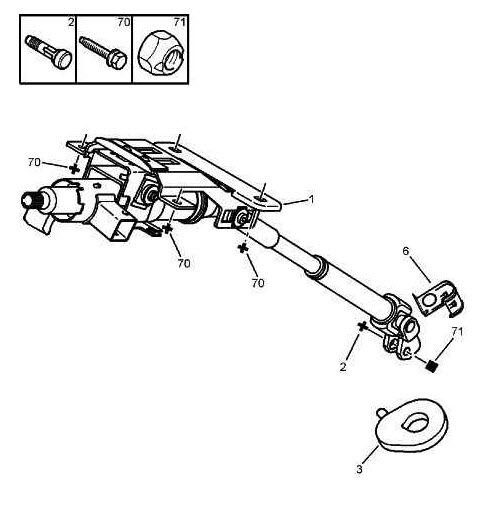Références des pièces pour le support de colonne de direction