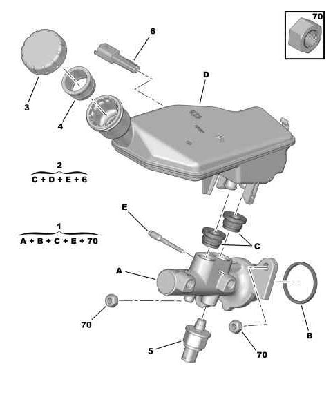 Références des pièces pour le réservoir de liquide maître-cylindre de frein OPR 10800