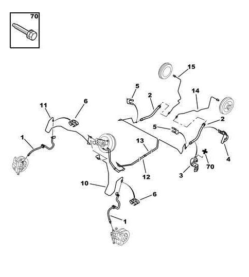 Références des pièces pour la tuyauterie de frein standard sans freins abs
