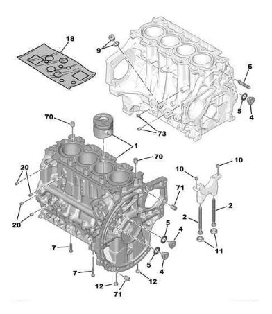 Références des pièces et schéma pour les pistons de bloc-cylindres